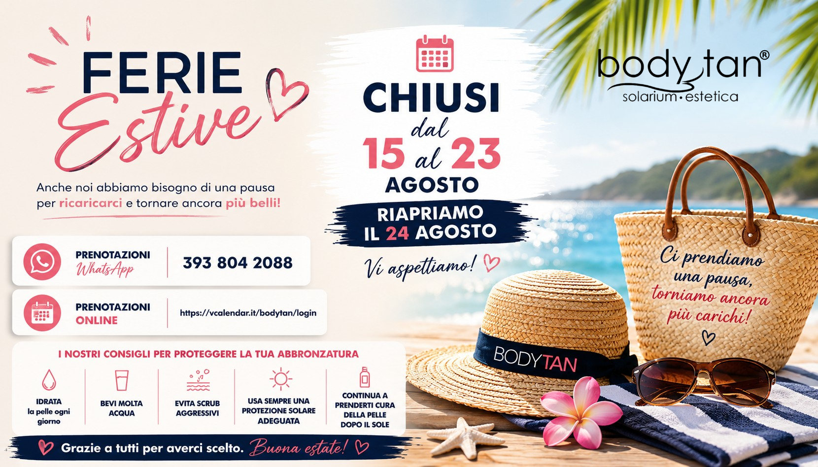 Chiusura Estiva 2026 | Chiusi dal 15 al 23 Agosto, Riapertura il 24