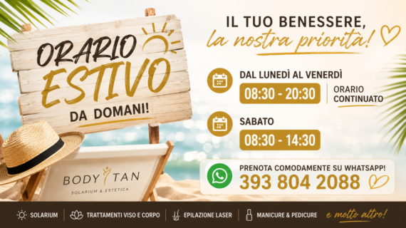 Orario Estivo 2026 | Aperto con Orario Continuato