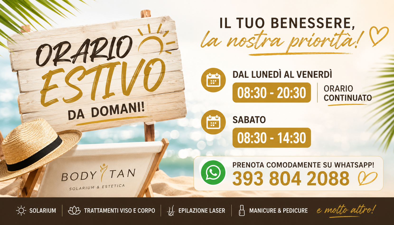 Orario Estivo 2026 | Aperto con Orario Continuato